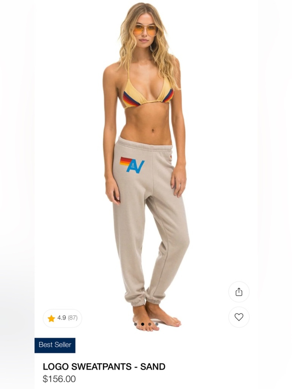 Womens Aviator Nation Neutral Sand Sweatpants - Picture 4 of 16